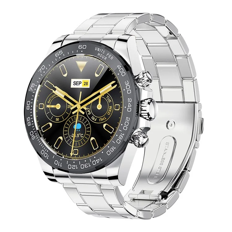AW13 1.3inch Display Business Bracelet Heart Rate Monitoring Smart Watch for iOS Android, Stainless Steel Strap - Black