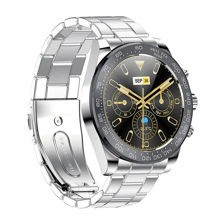 AW13 1.3inch Display Business Bracelet Heart Rate Monitoring Smart Watch for iOS Android, Stainless Steel Strap - Black