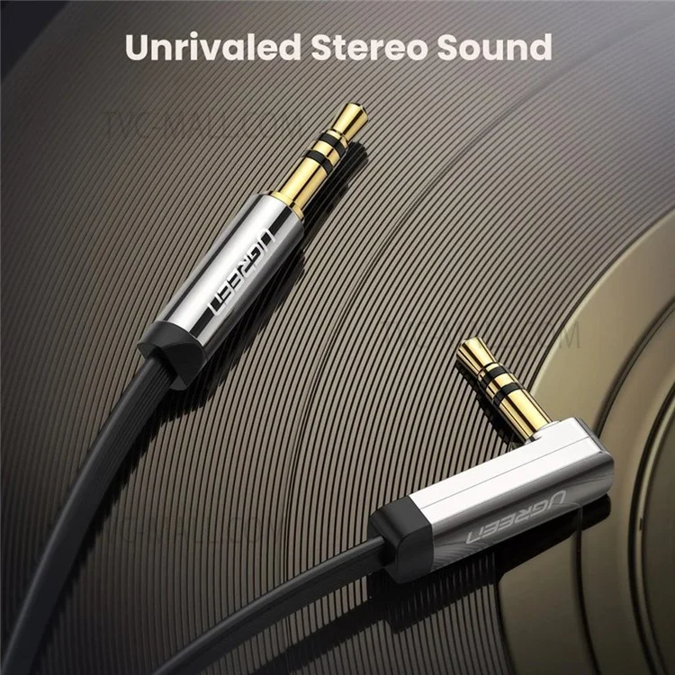 UGREEN 2m 10599 Right Angle 3.5mm to 3.5mm Audio Jack Male to Male Flat Cable AUX Cord for iPod Speaker Smartphone