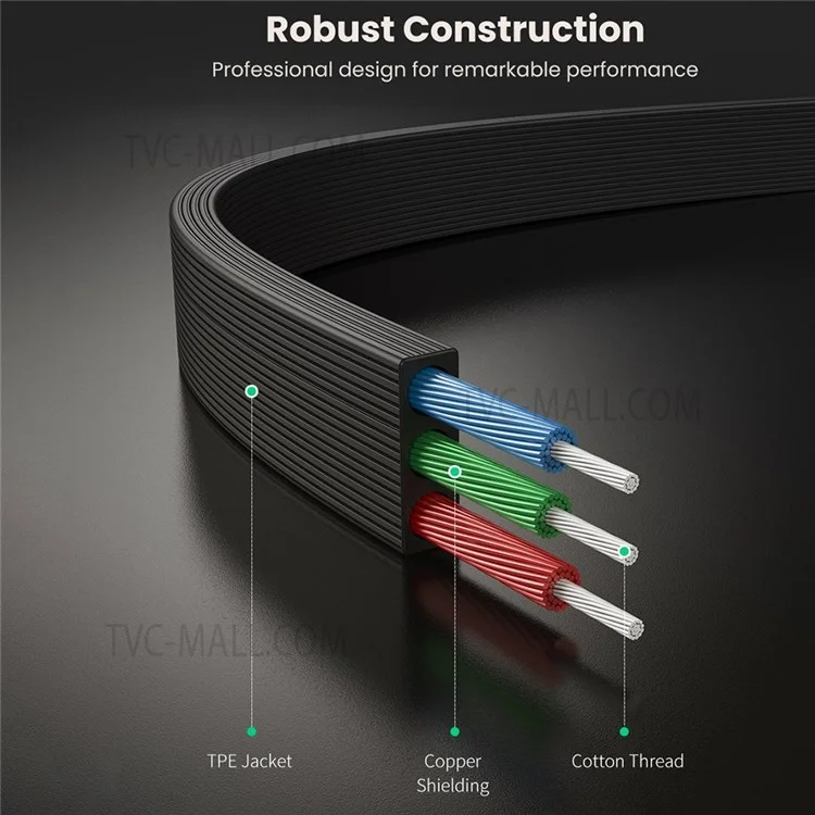 Ugreen 2m 10599 Ángulo Recto De 3,5 Mm A 3,5 Mm Jack De Audio Male Al Cable Auxiliar De Cable Plano Para Hombre Para El Smartphone Smartphone