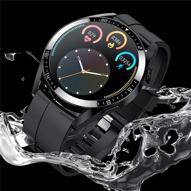I39 1.28 Дюймовый Круглый Полный Сенсорный Экран Smart Watch Music Control Control Bluetooth Call Монитор Сердечных Сокращений Спортивная Наручная Чашка, Кожаный Ремешок - Чернить