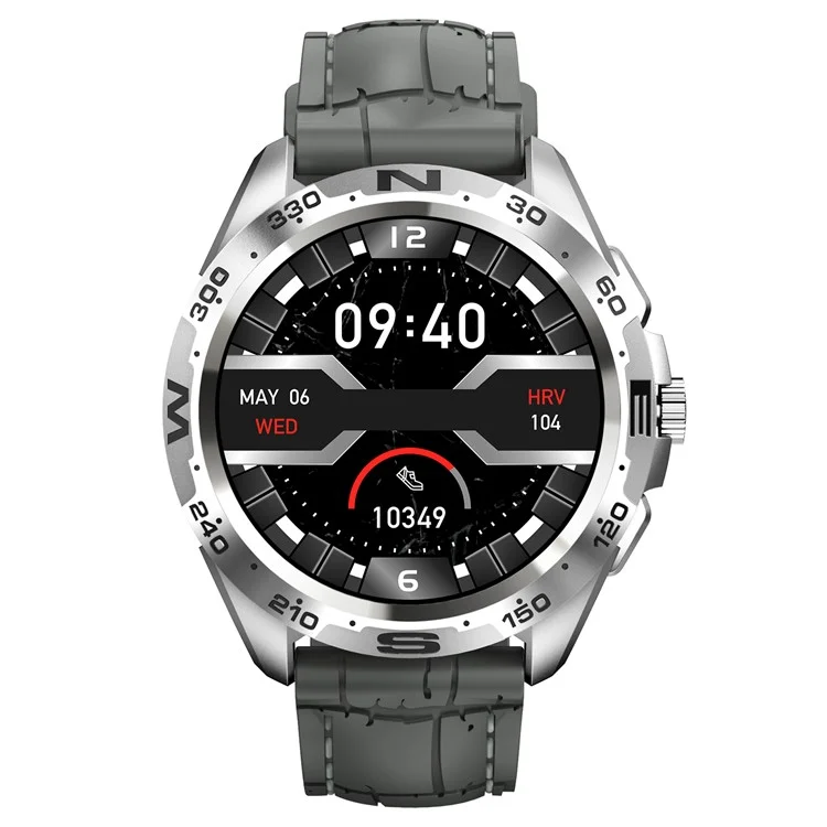 i32 1.32 inch TFT Touch Screen Smart Watch Heart Rate Blood Pressure Monitor Message Reminder Fitness Tracker Watch, Leather Strap - Grey