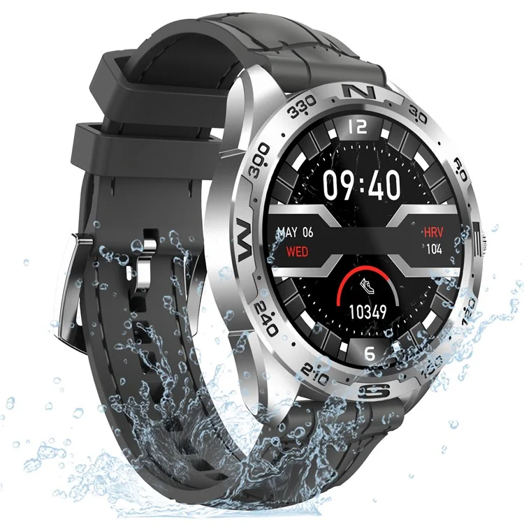 i32 1.32 inch TFT Touch Screen Smart Watch Heart Rate Blood Pressure Monitor Message Reminder Fitness Tracker Watch, Leather Strap - Grey