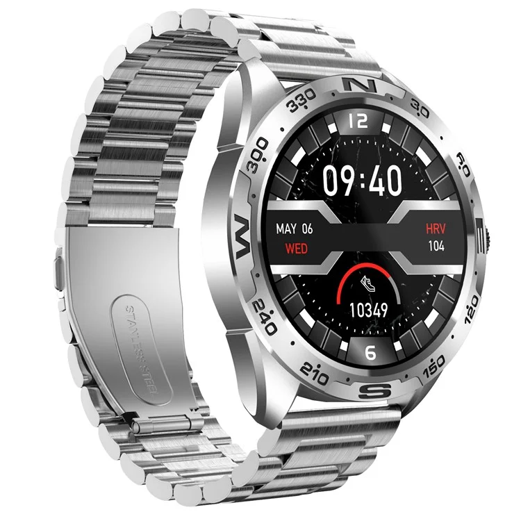 i32 IP67 Waterproof 1.32 inch Fitness Bracelet Heart Rate Blood Pressure Real-time Monitor Message Reminder Smart Watch, Steel Strap - Silver