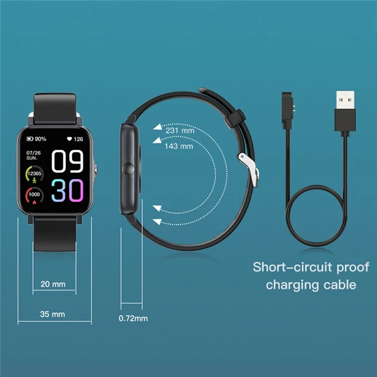 GTS2 1.7 inch TFT Color Screen Smart Bracelet 100 Exercise Modes Heart Rate Blood Pressure Sleep Monitor Wrist Watch - Black