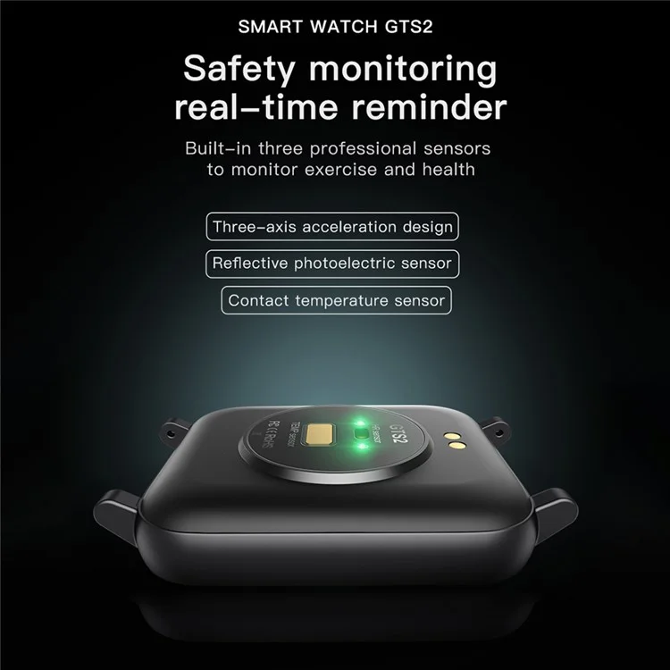 GTS2 1.7 inch TFT Color Screen Smart Bracelet 100 Exercise Modes Heart Rate Blood Pressure Sleep Monitor Wrist Watch - Black
