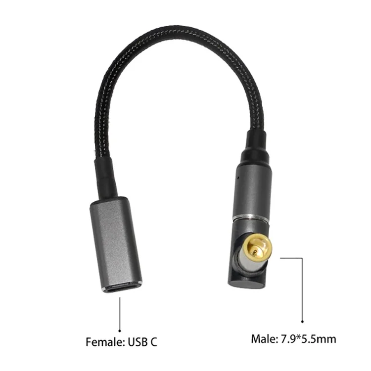 Type-C to 7.9*5.5mm Power Cord for Lenovo Thinkpad T400 T410 T420 T420S Magnetic Converter 100W Fast Charging Cable