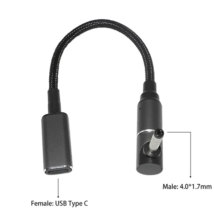 Pour Lenovo Ideapad 20V 2.25A 3.25A Cordon D'alimentation Pour Ordinateur Portable 100W Charge Rapide USB Type-C à 4,0 mm * Câble de Convertisseur Magnétique de 1,7 mm