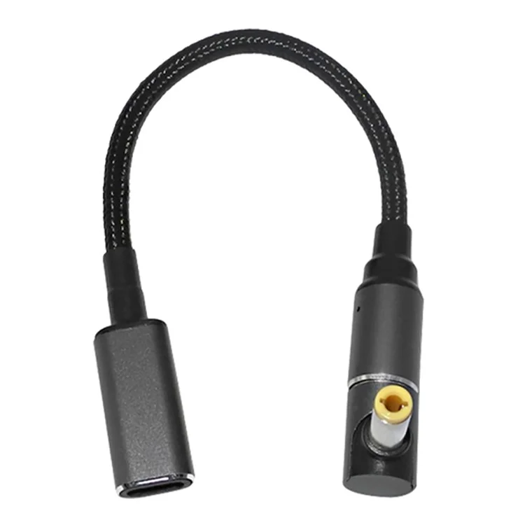Pour Lenovo Asus Toshiba Chargeur d'ordinateur portable universel Câble convertisseur magnétique femelle USB Type-C vers 5,5 mm * 2,5 mm mâle Prise en charge de la charge rapide 100 W