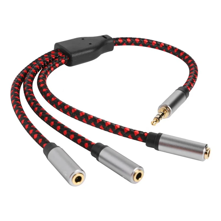 3,5-mm-Stereo-Audio-Splitter-Kabel, 1 Stecker auf 3 Buchsen, AUX-Klinke für Kopfhörer/Mikrofon, Adapter-Kabel für iPhone/Android