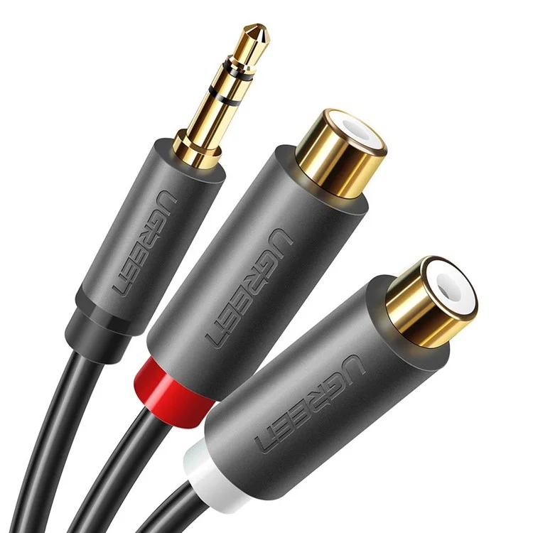 Ugreen 10547 0.25 Metros de 3.5 mm Aux Masculino a 2RCA Hembra Rca y Brote de Secuaz Cable de Conector de Audio Para Teléfonos Inteligentes/altavoces/tabletas/hdtv/mp3 Reproductores