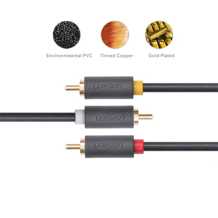 UGREEN 10524 1.5m 3 RCA Male to 3 RCA Male Stereo Audio Cable AUX Cord