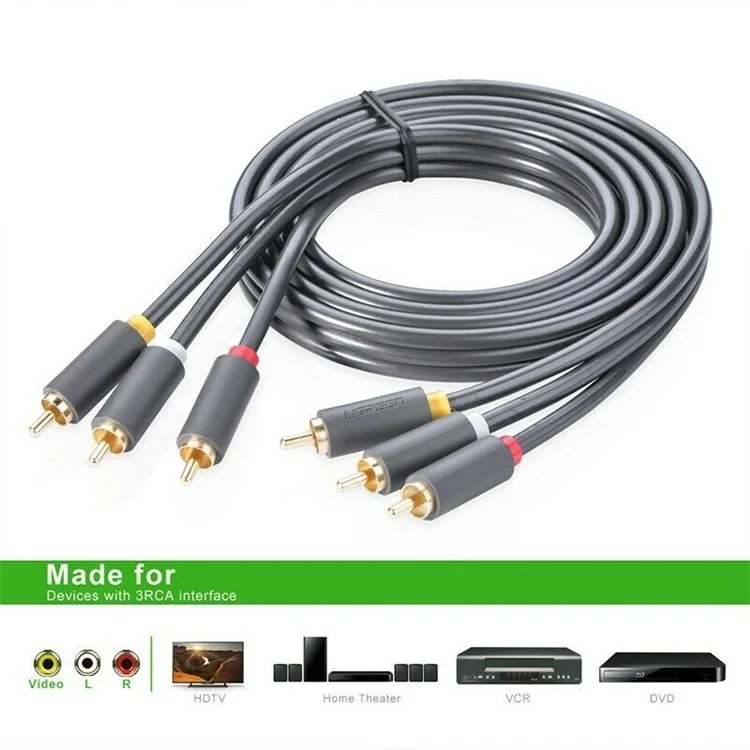 UGREEN 10524 1.5m 3 RCA Male to 3 RCA Male Stereo Audio Cable AUX Cord