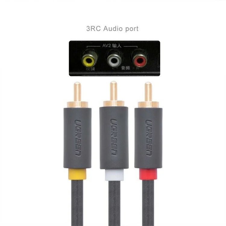 UGREEN 10524 1.5m 3 RCA Male to 3 RCA Male Stereo Audio Cable AUX Cord