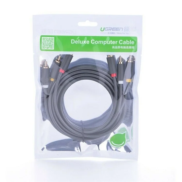 UGREEN 10524 1.5m 3 RCA Male to 3 RCA Male Stereo Audio Cable AUX Cord