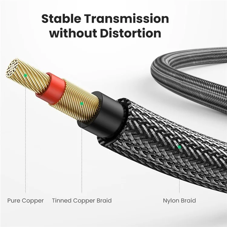 UGREEN 40813 Câble audio droit vers droit de 5 mètres avec fiche jack 6,35 mm mâle pour guitare électrique/basse/mandoline électrique