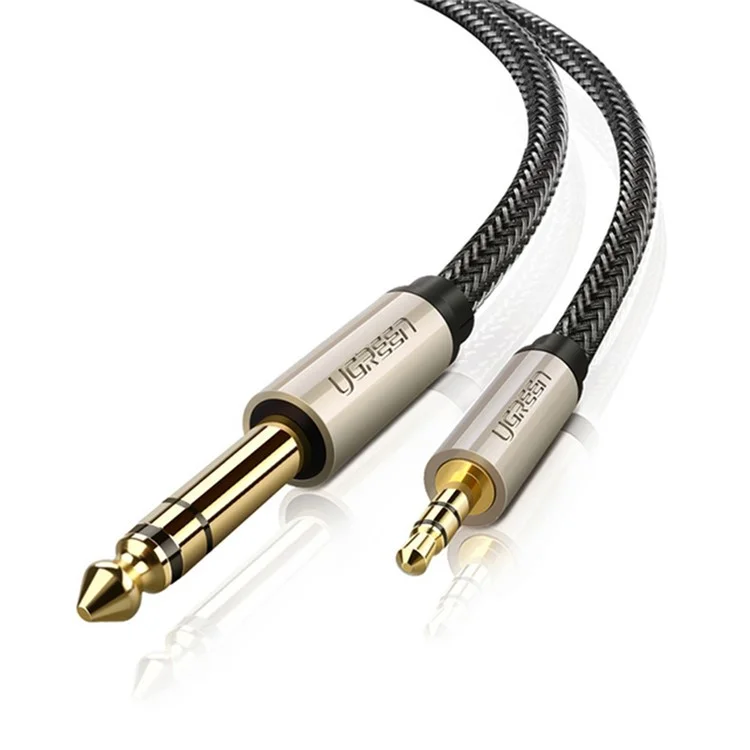 UGREEN 40802 1 Meter 3.5 mm 1/8" TRS auf 6.35 mm 1/4" TS genähter Audioadapterkabel für Mobiltelefone/Verstärker/Heimkino
