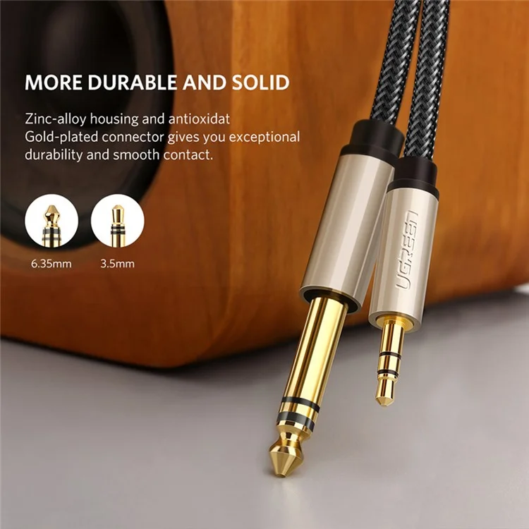 UGREEN 40806 5-Meter 3.5mm TRS (1/8 inch) to 6.35mm TS (1/4 inch) Male Straight Jack Stereo Audio Adapter Cable for Cellphones/Amplifiers/Home Theater