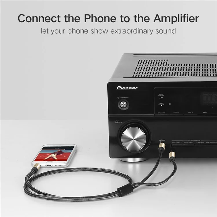 UGREEN 40790 Câble audio de 1 mètre avec fiche mâle TRS 3,5 mm vers 2 fiches mâles TS 6,35 mm pour téléphones portables/amplificateurs/home cinéma