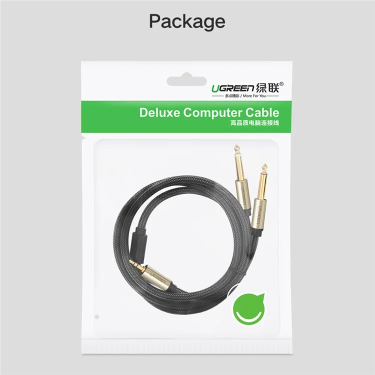 Ugreen 40791 1,5-Meter 3,5 Mm 1/8 "männlich TTs Bis 2 X 6,35mm 1/4" Männliche TS-Stereo-Audiokabel Y Splitter Für Zellphones / Verstärker / Heimkino