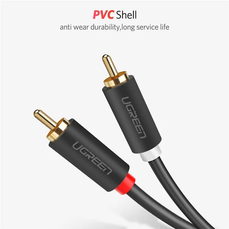 UGREEN 2m RCA Stereo Cable 2 RCA Male to 2RCA Male Stereo Audio Cable for Home Theater HDTV Amplifier Hi-Fi System Audio Cable