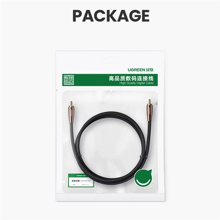 UGREEN 2m RCA Male to RCA Male Digital Coaxial Audio Cable Subwoofer Speaker Braided Cord for DVD/TV/Amplifier