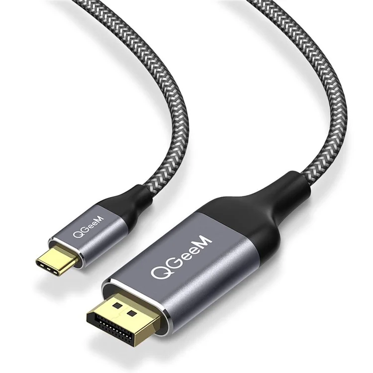 QGEEM QG-UA13-12 Adaptateur mâle Type-C vers mâle DP Câble convertisseur USB-C vers DP en nylon tressé 4K/60Hz pour téléphones portables Ordinateurs 1,2 m
