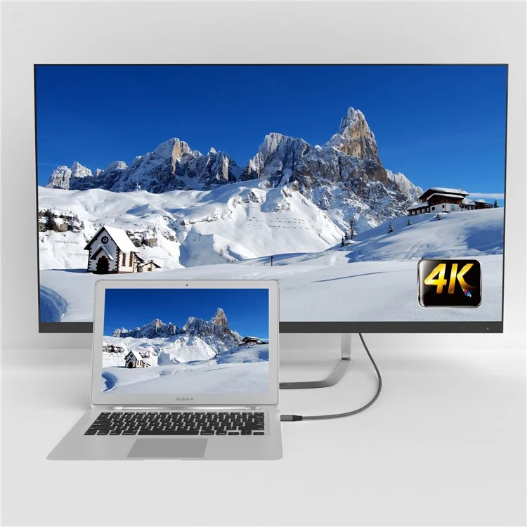 QGEEM QG-UA13-12 Adaptateur mâle Type-C vers mâle DP Câble convertisseur USB-C vers DP en nylon tressé 4K/60Hz pour téléphones portables Ordinateurs 1,2 m