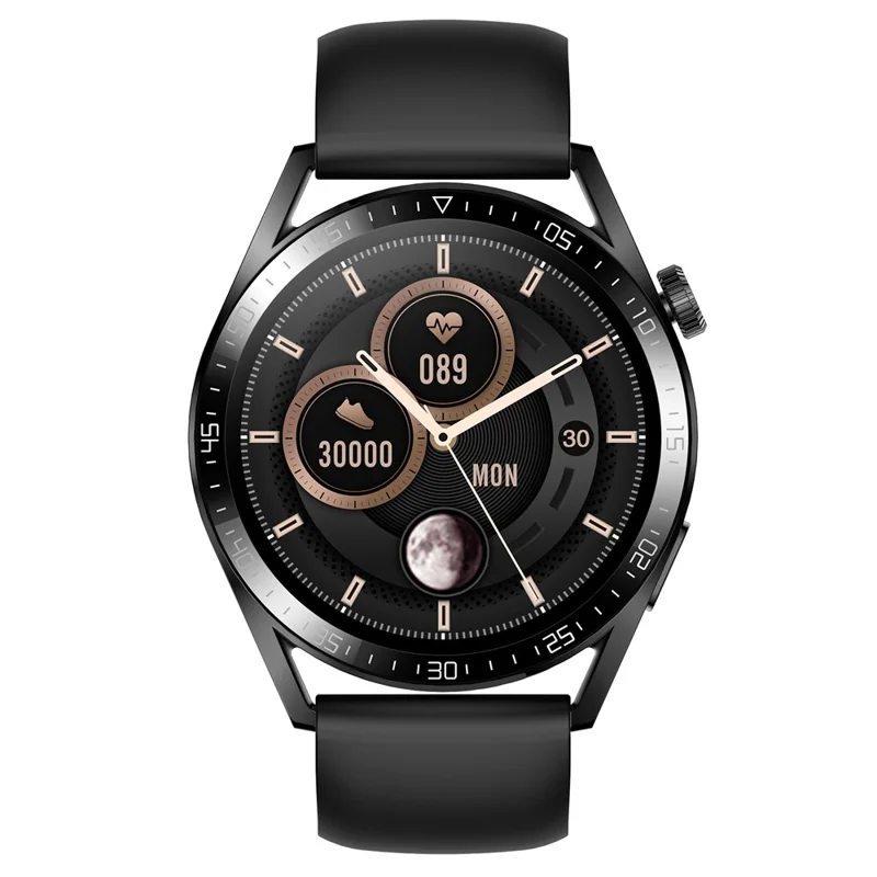 AK03 Pro Men Women 1.36inch Touch Screen Sports Smart Watch Blood Oxygen Heart Rate Sleep Monitor Fitness Tracker, Silicone Strap - Black