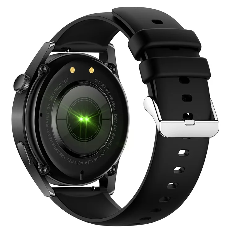 AK03 Pro Men Women 1.36inch Touch Screen Sports Smart Watch Blood Oxygen Heart Rate Sleep Monitor Fitness Tracker, Silicone Strap - Black