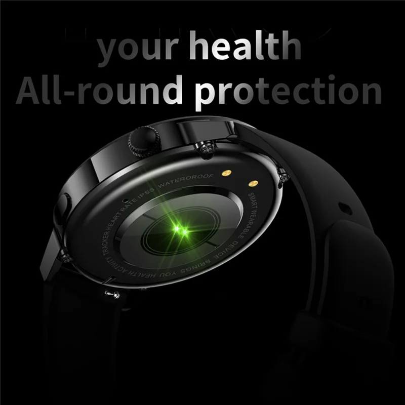 AK03 Pro Men Women 1.36inch Touch Screen Sports Smart Watch Blood Oxygen Heart Rate Sleep Monitor Fitness Tracker, Silicone Strap - Black
