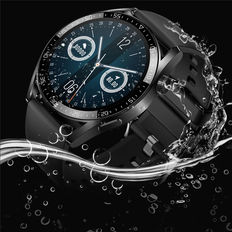 AK03 Pro Men Women 1.36inch Touch Screen Sports Smart Watch Blood Oxygen Heart Rate Sleep Monitor Fitness Tracker, Silicone Strap - Black