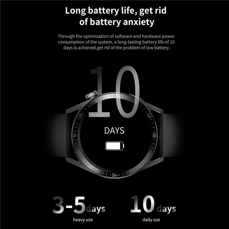 AK03 Pro Men Women 1.36inch Touch Screen Sports Smart Watch Blood Oxygen Heart Rate Sleep Monitor Fitness Tracker, Silicone Strap - Black