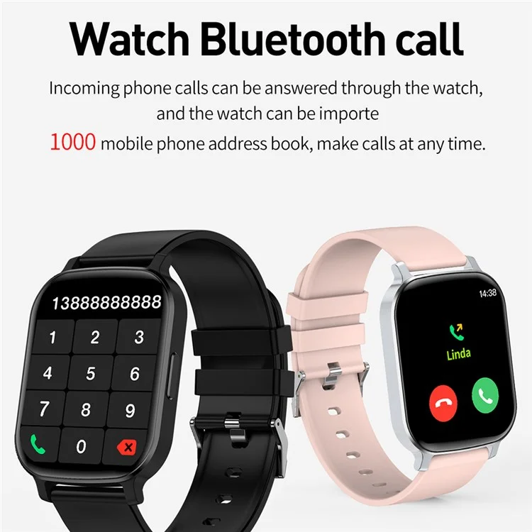ST20 1.69 Inch Bluetooth-compatible Call Smart Watch Health Monitoring Sports Bracelet Built-in Puzzle Games - Black