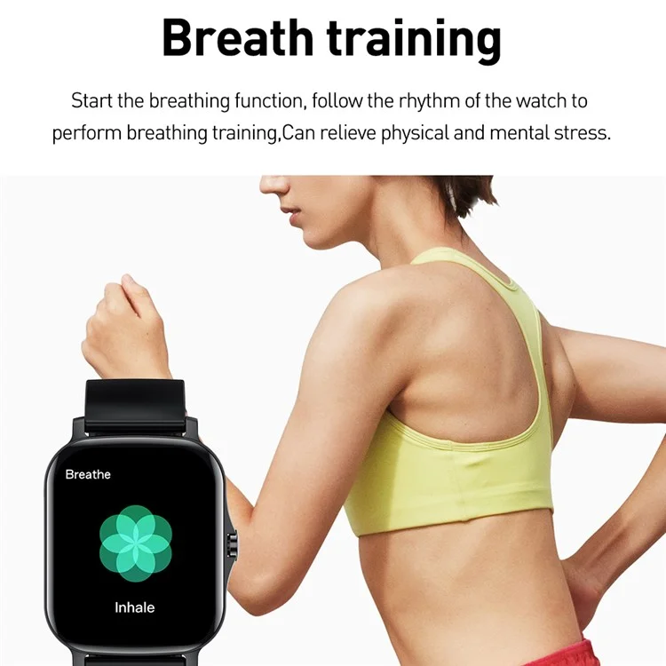 ST30 Breath Training Smart Watch 1.69 Inch Touch Screen Heart Rate Blood Pressure Blood Oxygen Fitness Tracker Wrist Watch - White