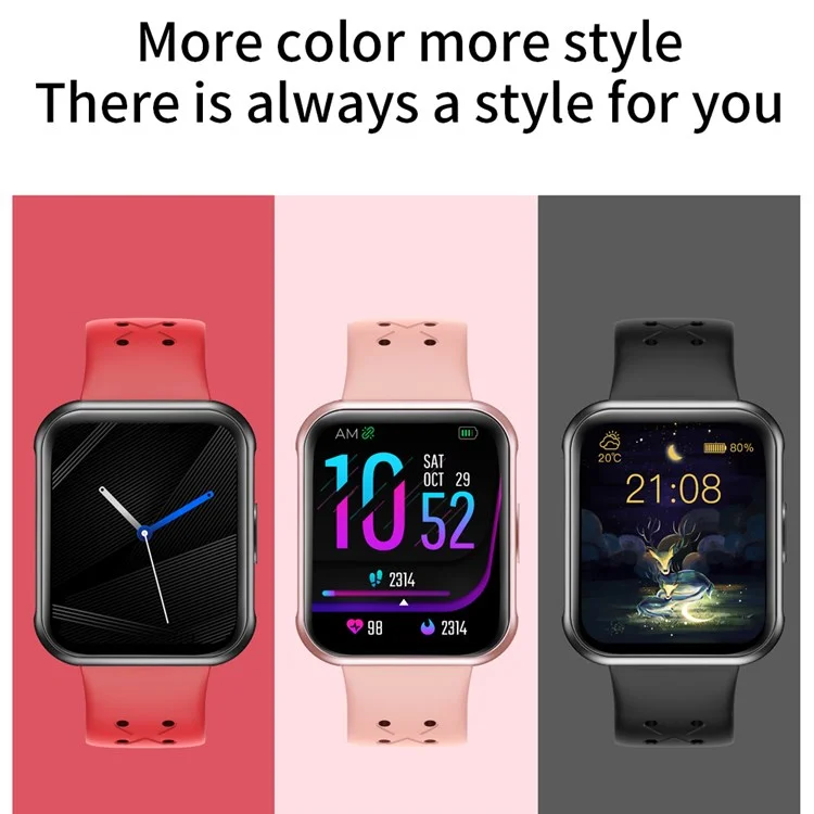 G16 Smart Watch 1.7'' HD Screen Heart Rate Monitoring Sleeping Sports Tracker Bluetooth-compatible Waterproof Smart Bracelet Band for Men and Women- Red
