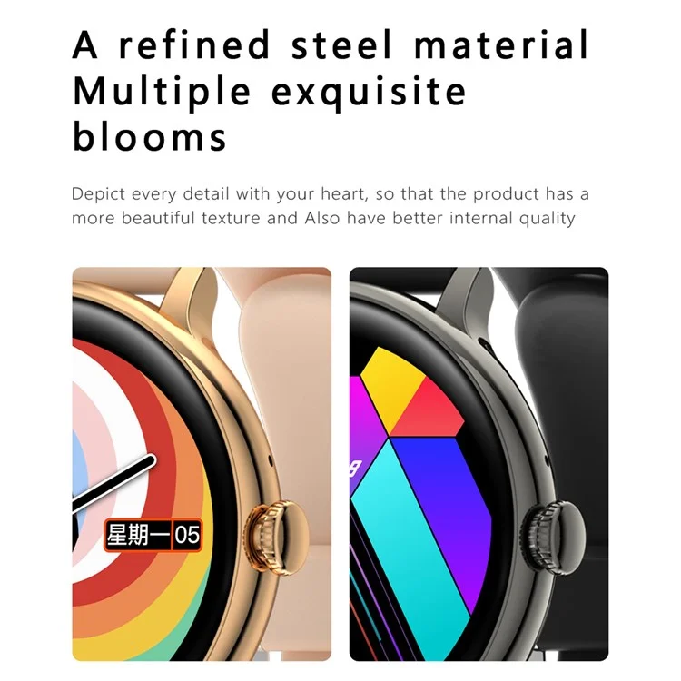 Q71 Pro [Silicone Strap] Reloj Inteligente Ritmo Cardíaco IP67 A Prueba De Agua Bluetooth Call Fisiológico Ciclo Fitness Watch Para Android E IOS - Oro / Rosa