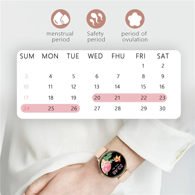 Q71 Pro [Silicone Strap] Reloj Inteligente Ritmo Cardíaco IP67 A Prueba De Agua Bluetooth Call Fisiológico Ciclo Fitness Watch Para Android E IOS - Oro / Rosa