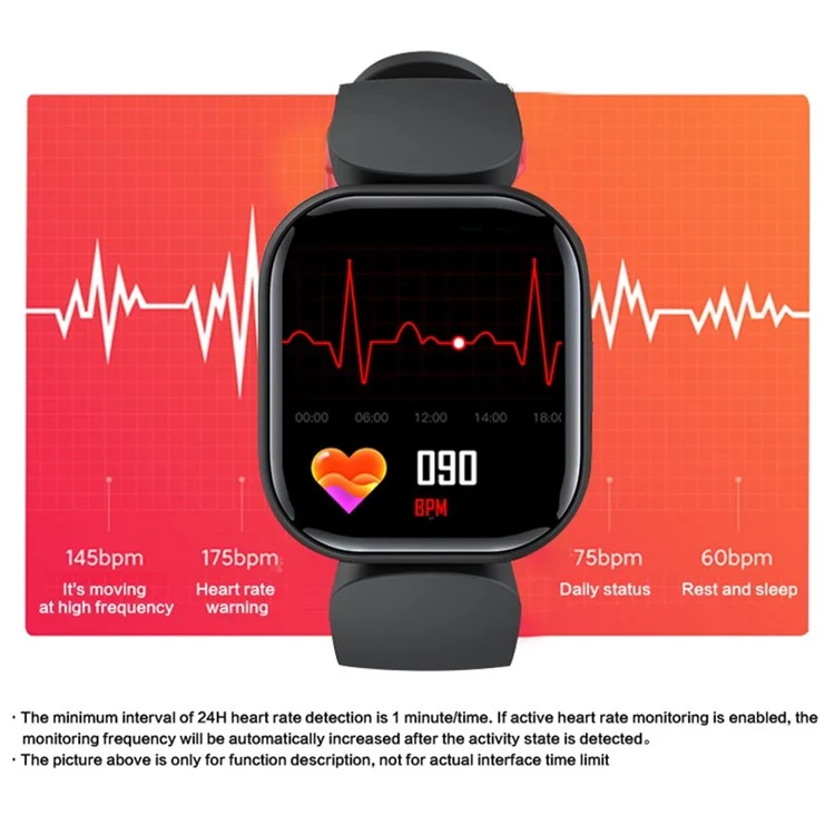 H99 1,4 Polegada TFT Screen Pulseira Inteligente Suporta Freqüência Cardíaca Monitoramento Do Sono IP68 Relógio Esportivo À Prova D'água Com Pulmão De Alarmes Aprendizagem Para Crianças - Preto