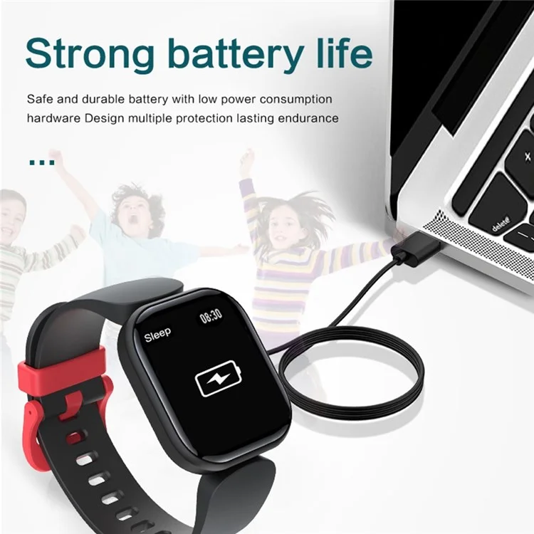 H99 1.4 inch TFT Screen Smart Bracelet Support Heart Rate Sleep Monitoring IP68 Waterproof Sports Watch with Alarm Clock Learning Bracelet for Children - Black Pattern
