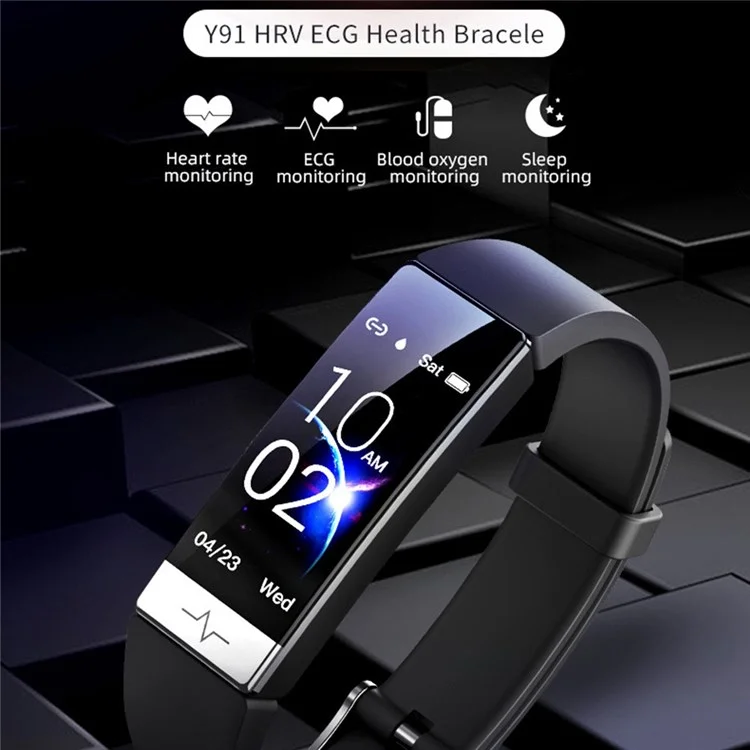 Y91 1,08 "ips Tela Colorida Smart Bracelet ECG+PPG Monitoramento Health Watch IP68 Pulseira Esportiva à Prova D'água