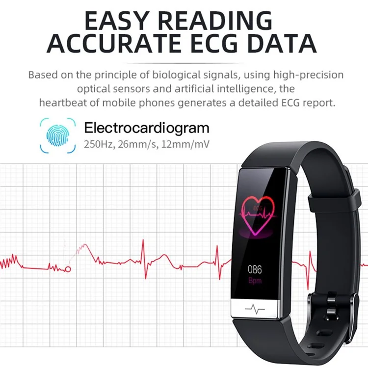 Y91 1.08 "écran de Couleur IPS Bracelet Intelligent Ecg + Ppg Surveillance Health Watch IP68 Bracelet Sportif Imperméable