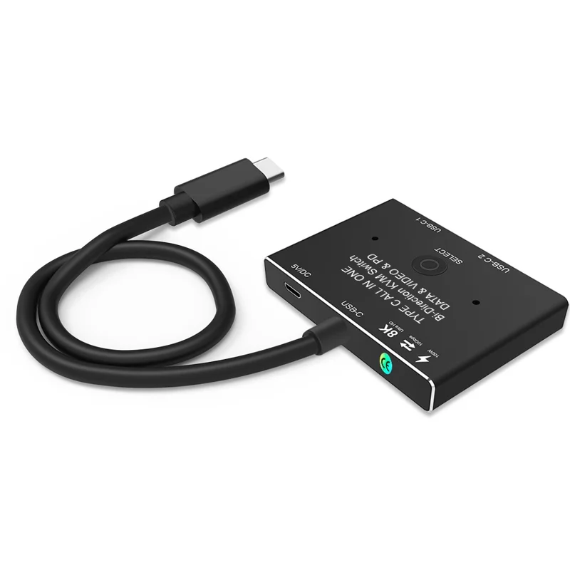 UC-161 0.5m USB-C Bi-Direction Switch MST 1 to 2 Type-C Hub Adapter Support Video 8K/30Hz, 10Gbps Data, PD 100W