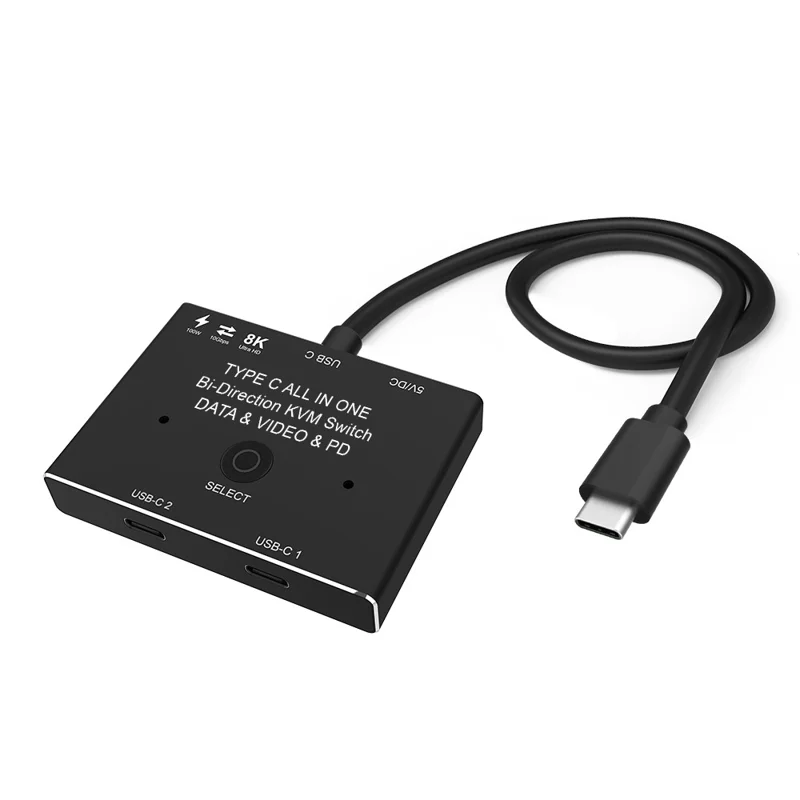 UC-161 0.5m USB-C Bi-Direction Switch MST 1 to 2 Type-C Hub Adapter Support Video 8K/30Hz, 10Gbps Data, PD 100W