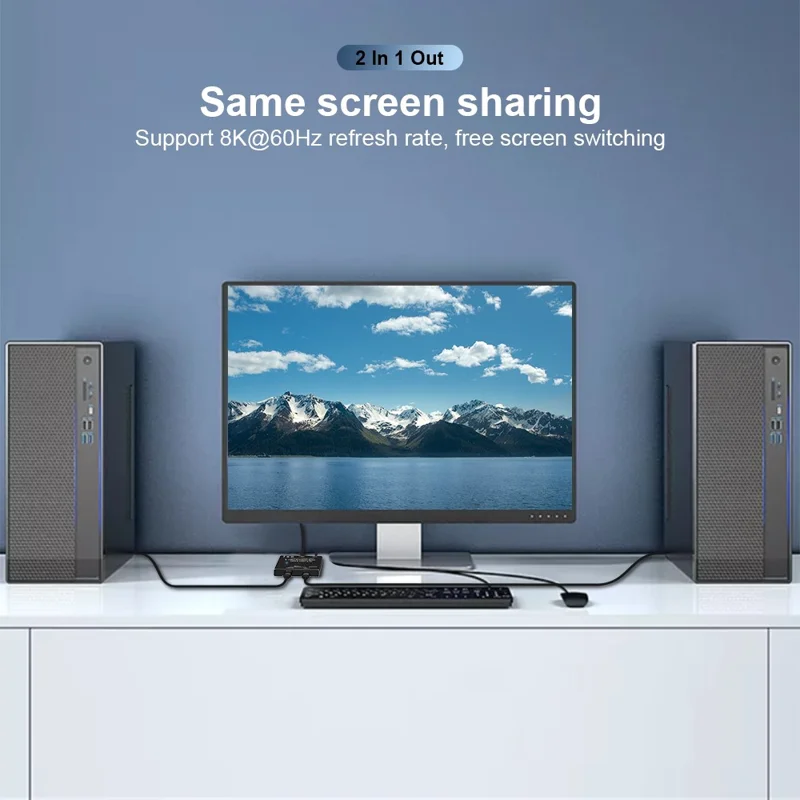 UC-161 0.5m USB-C Bi-Direction Switch MST 1 to 2 Type-C Hub Adapter Support Video 8K/30Hz, 10Gbps Data, PD 100W