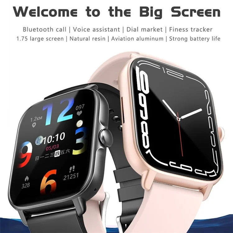 GT21 1.75 inch HD Screen Smart Watch Bluetooth-compatible Call IP67 Waterproof Sports Bracelet GPS Fitness Tracker with Heart Rate Blood Oxygen ECG Monitoring - Pink