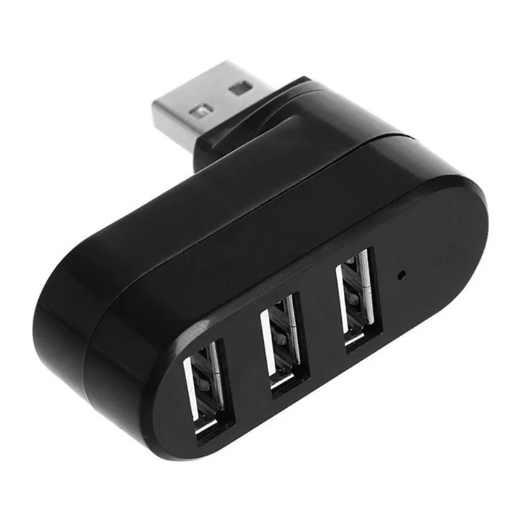 Universal Mini Rotatable 3 Port USB 3.0 Hub High Speed Data Transfer Adapter USB Expander - Negro