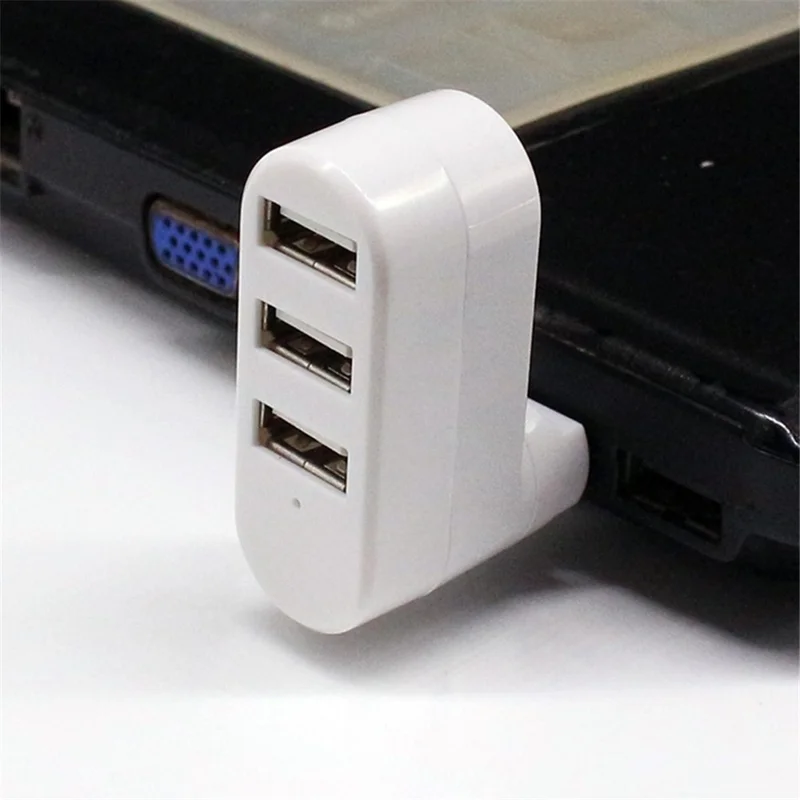 Uniwersalny mini obracany konwerter USB 3.0 z 3 portami, adapter do szybkiej transmisji danych, rozbudowa USB - Biały