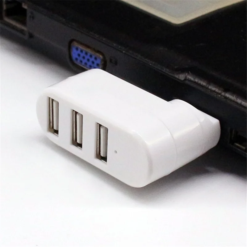 Uniwersalny mini obracany konwerter USB 3.0 z 3 portami, adapter do szybkiej transmisji danych, rozbudowa USB - Biały