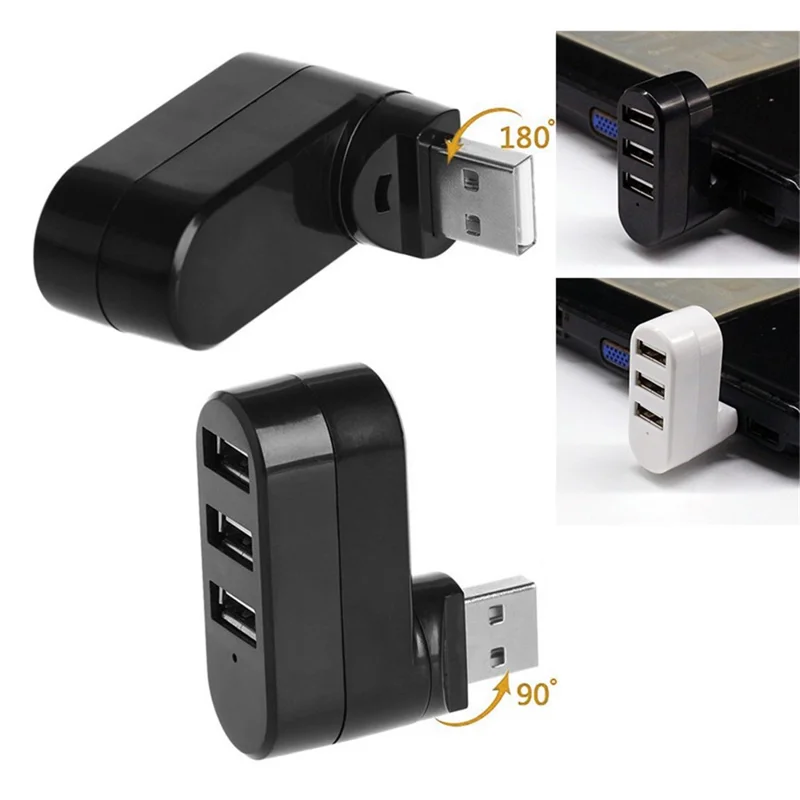 Uniwersalny mini obracany konwerter USB 3.0 z 3 portami, adapter do szybkiej transmisji danych, rozbudowa USB - Biały